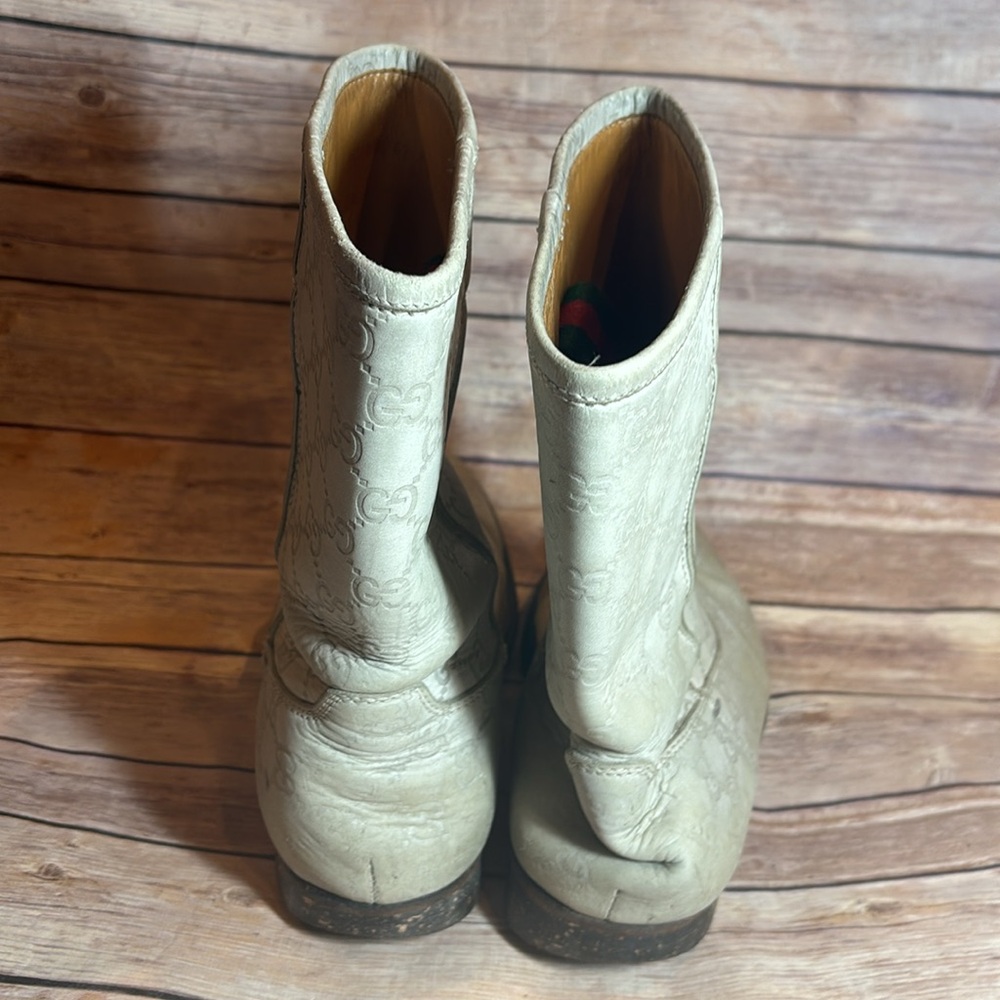 Gucci vintage cowboy boots amazing vintage find leather size 42 stone colored GG - Picture 5 of 14